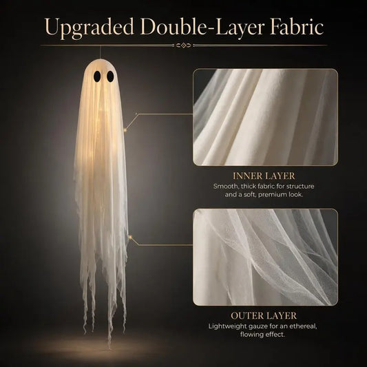 3-Pack Hanging Ghost Lights, 5FT + 4FT + 4FT Halloween Decor