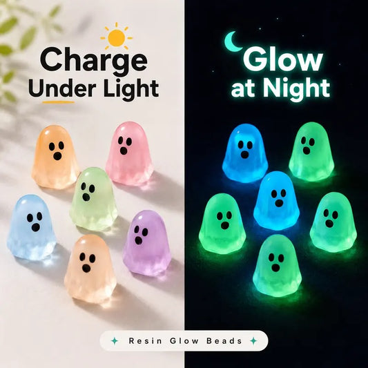 Glow in the Dark Ghost Beads, Mini Resin Halloween Decor