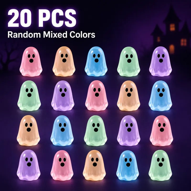Glow in the Dark Ghost Beads, Mini Resin Halloween Decor
