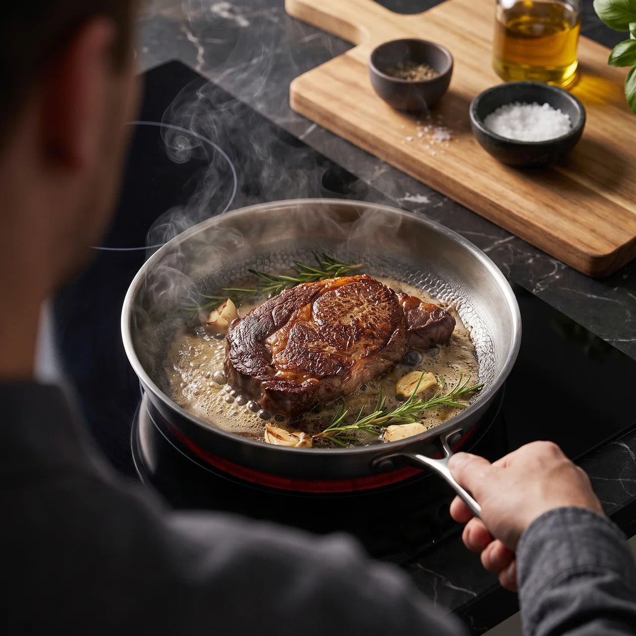 Poêle en titane pur pour une cuisson sans produits chimiques