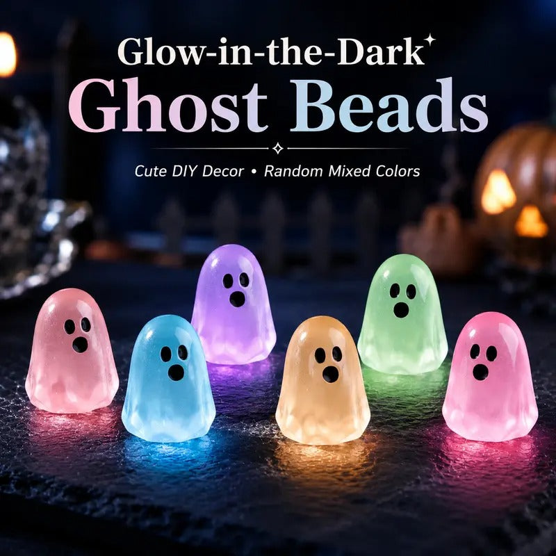 Glow in the Dark Ghost Beads, Mini Resin Halloween Decor