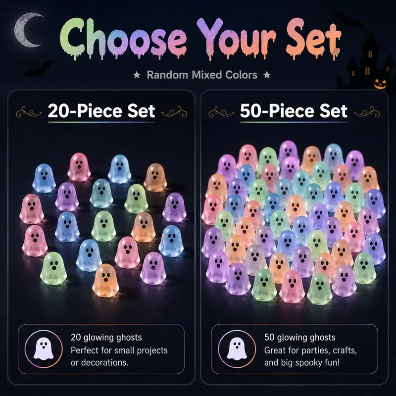 Glow in the Dark Ghost Beads, Mini Resin Halloween Decor