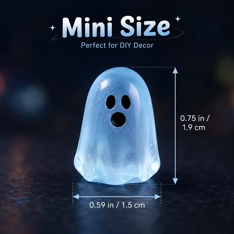 Glow in the Dark Ghost Beads, Mini Resin Halloween Decor