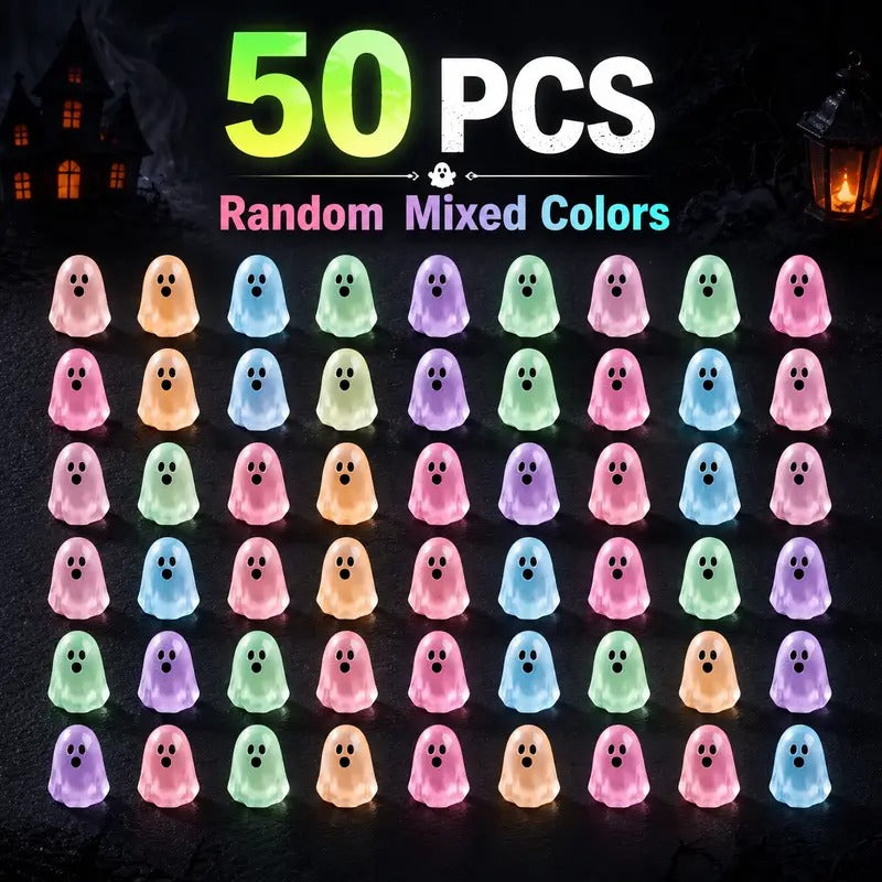 Glow in the Dark Ghost Beads, Mini Resin Halloween Decor