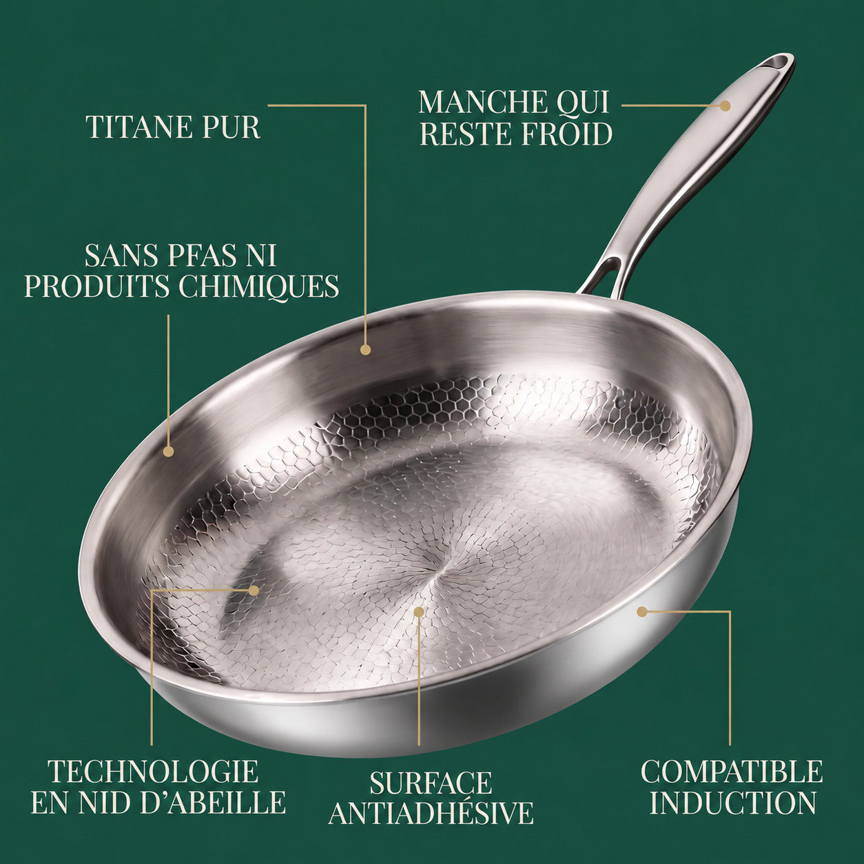 Poêle en titane pur pour une cuisson sans produits chimiques
