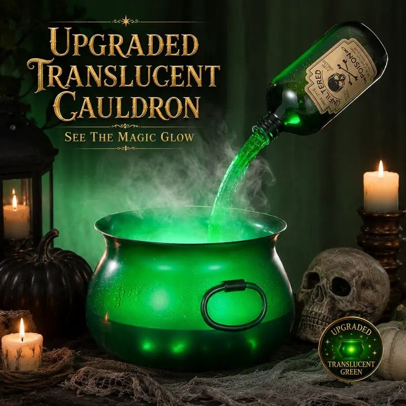 Halloween Witch Cauldron with Fog, LED & Floating Potion