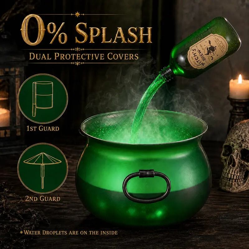 Halloween Witch Cauldron with Fog, LED & Floating Potion