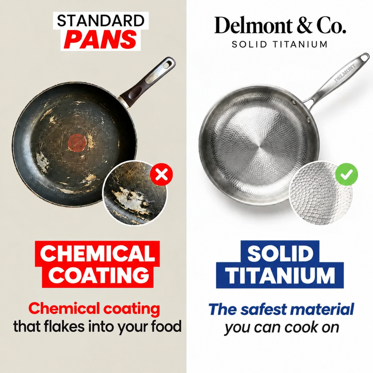Poêle en titane pur pour une cuisson sans produits chimiques