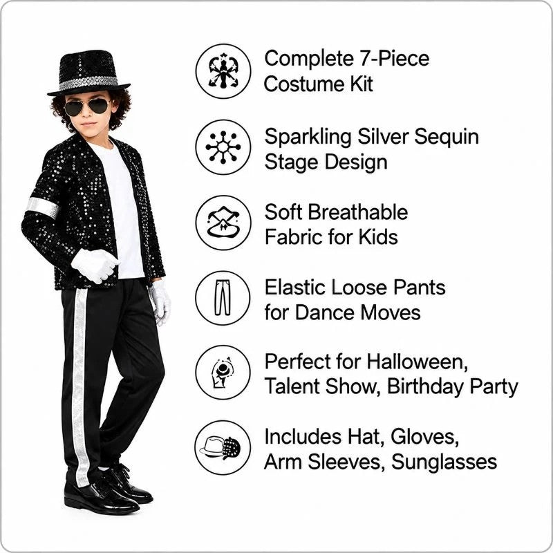 Kids Sequin Pop Star Costume, Halloween Dance Outfit